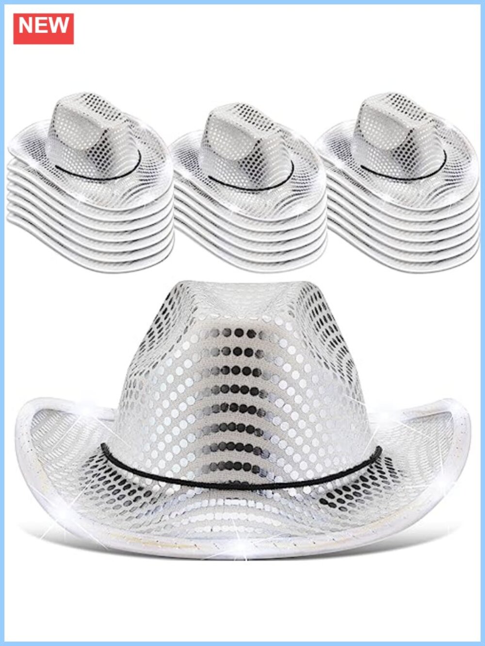 20 Pack LED Light Up Cowboy Hats Western Bachelorette Party